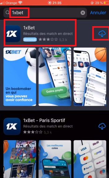 البحث عن تطبيق تحميل 1xBet
